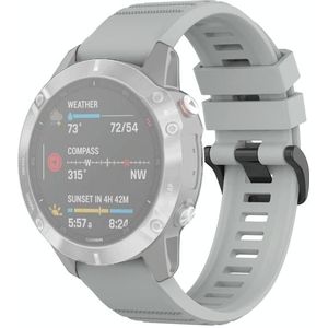 Voor Garmin Fenix 6 22mm Quick Release Officile Texture Polsband Watchband met Plastic Button (Grijs)