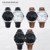 Yazole 502 Arabische cijfers Heren Business Watch Fashion Quartz horloge (zilver Shell Black Lade bruine riem)