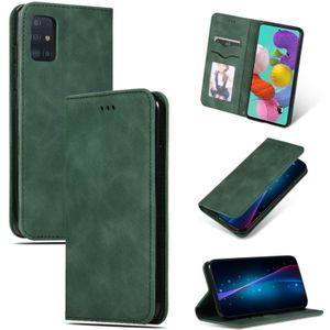 Voor Galaxy A71 Retro Skin Feel Business Magnetic Horizontal Flip Leather Case (Army Green)