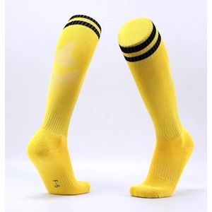 Kinderen voetbal sokken jongens Soccer sock Kid boven knie effen sokken lange voetbal kousen mannen over knie hoge sok  maat: volwassen grootte (geel)