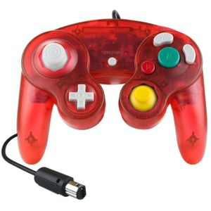 5 PCS Single Point Vibrerende Controller Wired Game Controller voor Nintendo NGC (Transparant Rood)