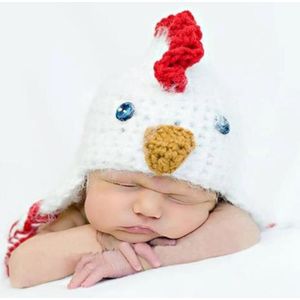 Cartoon Chick Shape Cotton Children Photography Hand-knitted Wool Cap with Crest & Braid(White)