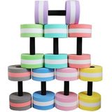 1 Pair Water Floating Dumbbell EVA Foam Swimming Pool Exercise Adjustable Dumbbell(Pink White)