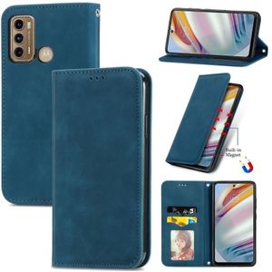 Voor Motorola Moto G60 Retro Huid Feel Business Magnetische Horizontale Flip Leren Case met Houder & Card Slots & Portemonnee & Fotolijst