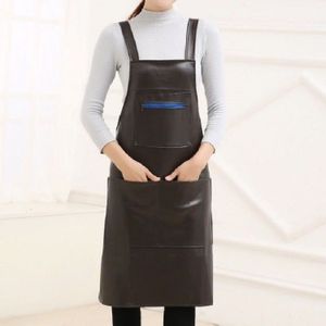 Waterdichte olie proof zacht leer dikke slijtage-resistente mannen en vrouwen overalls schort (koffie)