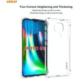 Voor Motorola Moto G9 / G9 Play Hat-Prince ENKAY Clear TPU Shockproof Case Soft Anti-slip Cover + 0.26mm 9H 2.5D Full Glue Full Coverage Tempered Glass Protector Film