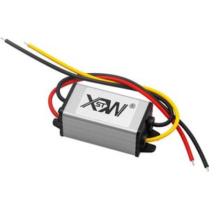 XWST DC 12 / 24V tot 5V-converter Step-down voertuigvermogenmodule  Specificatie: 12 / 24V tot 5V 3A Kleine aluminium schaal