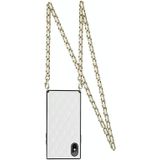 Elegant Rhombic Pattern Microfiber Leather + TPU Shockproof Case met Crossbody Strap Chain voor iPhone X / XS (White)