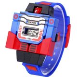 SKMEI transformatie Toy vorm wijzigen van verwisselbare Dial digitale verkeer kinderen horloge met PU kunststof Cement Band (donkerblauw)