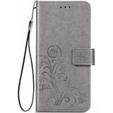 Voor Huawei Mate 40 Lite /Maimang 9 Vierbladige gesp relif gesp mobiele telefoon bescherming lederen case met Lanyard & Card Slot & Wallet & Bracket Functie(Grijs)