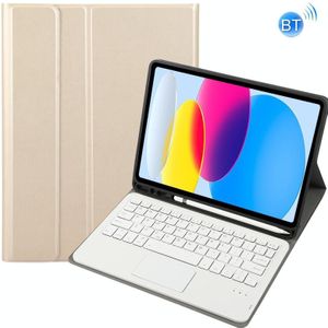 Voor iPad 10th Gen 10.9 2022 A10B-A Lamsvacht Textuur Bluetooth Touch Toetsenbord Lederen Tablet Case met Pen Slot (Goud)