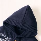 Jongens en meisjes cartoon baby Hooded gebreide jas (kleur: donkerblauw grootte: 70cm)