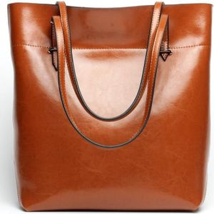 L4002 trendy casual tote bag schouder vrouwen tas (vintage bruin)