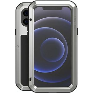 LOVE MEI metalen schokbestendige waterdichte stofdichte beschermhoes voor iPhone 12 mini (zilver)