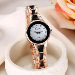 Lvpai ronde Dial tweekleurige roestvrijstalen riem armband quartz horloge voor vrouwen (goud zwart)