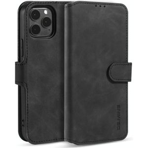 Dg. MING Retro Oil Side Horizontale Flip Case met Holder & Card Slots & Wallet Voor iPhone 12 / 12 Pro(Zwart)