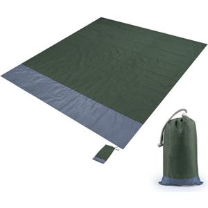 Polyester waterdichte plaid doek zak picknick mat outdoor camping strand mat  grootte: 2 1 x 2 m (leger groen + grijs)