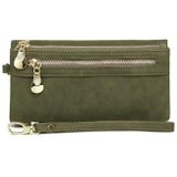 Vrouwen Long Wallet Vrouwelijke hoge capaciteit dubbele ritsen Clutch Purse (Donker groen)