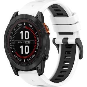 Voor Garmin Fenix 7S Pro 42 mm 20 mm sport tweekleurige siliconen horlogeband (wit + zwart)