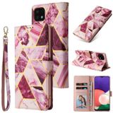 Voor Samsung Galaxy A22 5G Marble Bronzing Stitching Horizontale Flip PU Lederen Case met Houder & Card Slots & Portemonnee & Fotolijst (Paars)