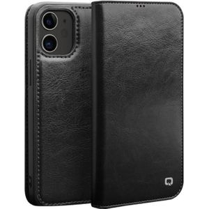 QIALINO Horizontale Flip Lederen case met houder & kaartslots & portemonnee voor iPhone 12 mini(Zwart)