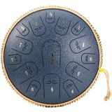 15-Tone Ethereal Drum 14-inch Steel Tongue Drum Hollow Drum Sanskrit Drummer Disc (Navy Blue)