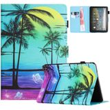 Voor Amazon Kindle Fire HD10/HD10 Plus 2021 Gekleurde Tekening Stiksels Lederen Tablet Smart Case (Kokosboom)