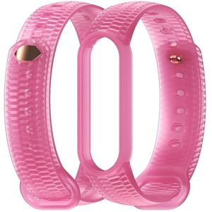 For Xiaomi Mi Band 6 / 5 Mijobs Translucent Color Honeycomb Silicone Watch Band(Pink)