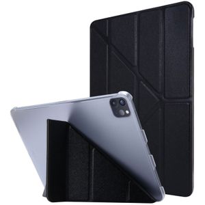 Voor iPad Pro 12.9 (2020) Silk Texture Horizontal Deformation Flip Leather Case with Three-folding Holder(Black)