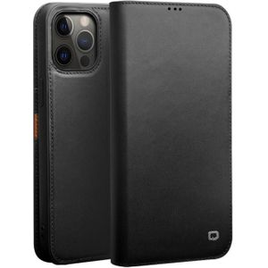 QIALINO Business Horizontale Flip Lederen Case met Holder & Card Slots & Wallet Voor iPhone 12 Pro Max(Zwart)
