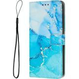 Voor OPPO Reno 10 Pro Painted Marble Pattern lederen telefoonhoesje (blauw groen)