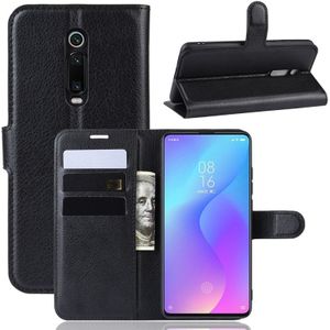 Litchi textuur horizontale Flip lederen case voor Xiaomi Redmi K20/K20 Pro/mi 9T/mi 9T Pro  met portemonnee & houder & kaartsleuven (zwart)