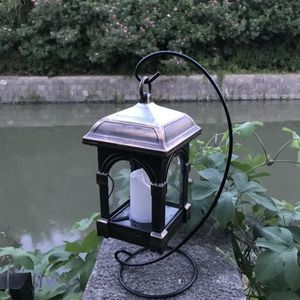 Outdoor solar simulatie kaars licht tuin zonne-hangende lamp (tafellamp-brons)