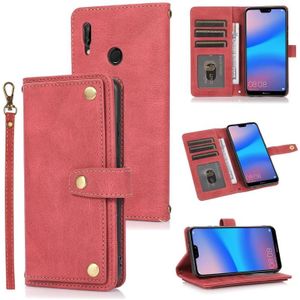 For Huawei P20 Lite PU + TPU Horizontal Flip Leather Case with Holder & Card Slot & Wallet & Lanyard(Wine Red)