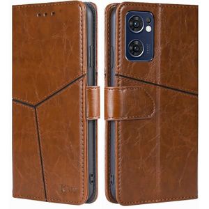 Voor Oppo Reno7 5G Global Geometric Stitching Horizontal Flip Leather Phone Case