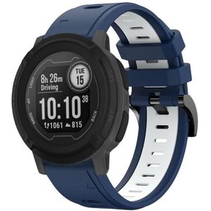 Voor Garmin Instinct 22 mm tweekleurige sport siliconen horlogeband (nachtblauw + wit)