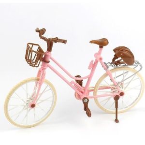 3 stuks poppenhuis mooie en stijlvolle afneembare kinderen speelgoed fietsen (roze)
