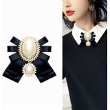 Vrouwen Pearl Bow-knoop Bow Tie Cloth Brochoch Kleding Accessoires  Style: Pin Buckle Versie (Blauw)