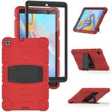 Voor Samsung Galaxy Tab A 10.1  T510 3-Layer Protection Screen Frame + PC + Siliconen Schokbestendig Combinatiecase met Houder (rood + zwart)