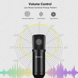 PULUZ condensator microfoon studio uitzending professionele zingen microfoon kits met ophanging schaar arm  metalen schok mount & USB-geluidskaart (zwart)