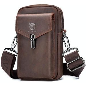 BULL CAPTAIN 076 Retro Leather Mobile Phone Waist Bag Men Leather Messenger Bag(Brown)