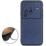 For vivo X80 Pro Accurate Hole Lambskin Texture Genuine Leather Phone Case(Blue)