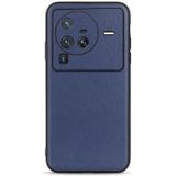 For vivo X80 Pro Accurate Hole Lambskin Texture Genuine Leather Phone Case(Blue)