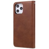 Voor iPhone 12 Pro Max 2 in 1 Solid Color Afneembare PU Lederen case met kaartslots & magnetische houder & fotolijst & portemonnee & riem(bruin)