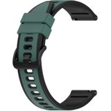 Voor Huawei Watch GT3 Pro 43 mm 22 mm tweekleurige siliconen horlogeband (olijfgroen + zwart)