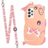 Voor Samsung Galaxy A73 5G Crossbody Cartoon Silicone Phone Case (Varken)