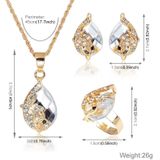 3 PC'S vrouwen mooie Peacock Crystal-achtige ketting ring oorbellen sieraden set