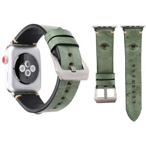 Voor Apple Watch Series 3 & 2 & 1 38mm eenvoudige mode koeienhuid grote ogen patroon horlogebandje (groen)