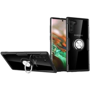 Transparante TPU beschermhoes met 360 graden magnetische rotatie houder voor Galaxy Note 10 (zilver + zwart)