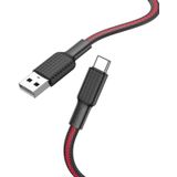 HOCO X69 Type-C / USB-C Jaeger oplaadgegevenskabel  lengte: 1m (zwart rood)